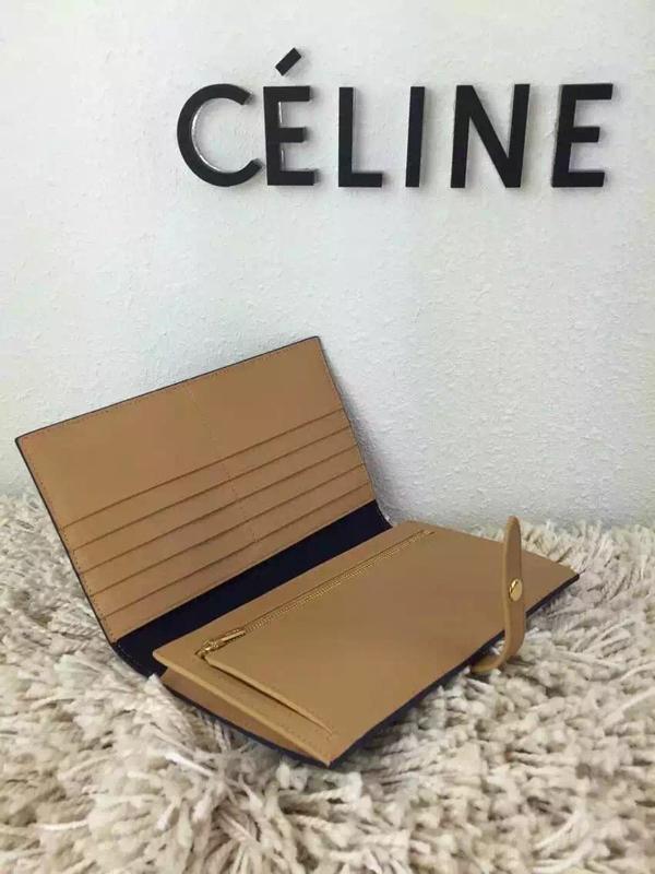 《2015新作限定エレ女ネイビー》CELINE セリーヌ スーパーコピー ストラップ ラージ マルチファンクション ドラムドカーフスキン 長財布